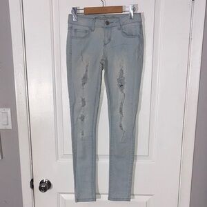 Wax Jean Light Blue Distressed Skinny Jeans